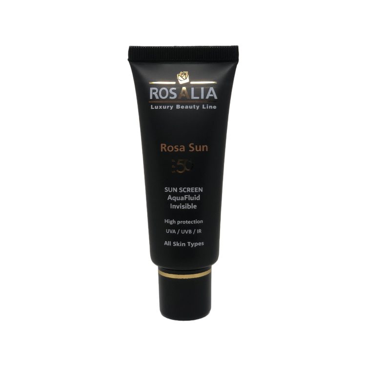 کرم ضد آفتاب SPF50 بی رنگ رزالیا مدل رزاسان مناسب انواع پوست حجم 40 میلی لیتر